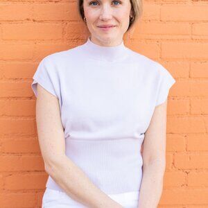 NWT Women's OPEN EDIT Mock Neck Rib Sweater‎ | Size S